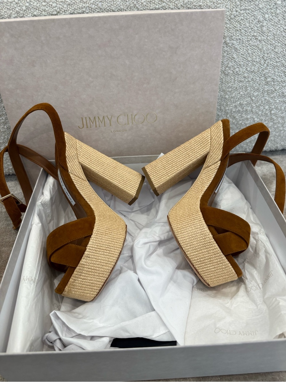 Jimmy Choo Tan/Brown Platform Sandals - Picture 3 of 6